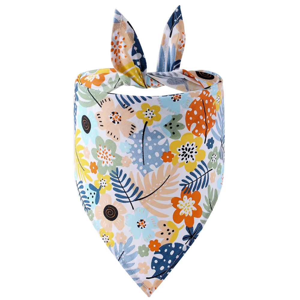 Dog Bandana Fruit Floral Spring Washable Soft Doggy Scarf Kerchief Summer Adjustable for Small Medium Large Dogs Pets