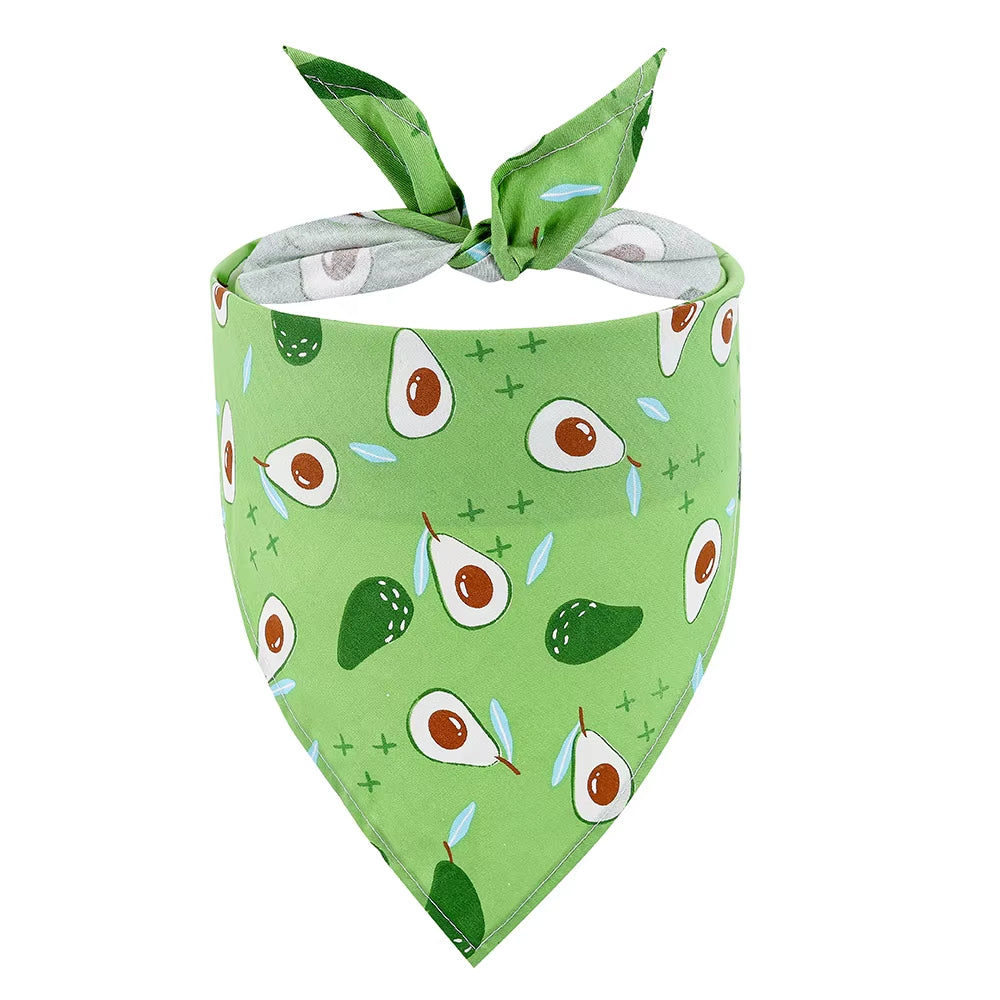 Dog Bandana Fruit Floral Spring Washable Soft Doggy Scarf Kerchief Summer Adjustable for Small Medium Large Dogs Pets