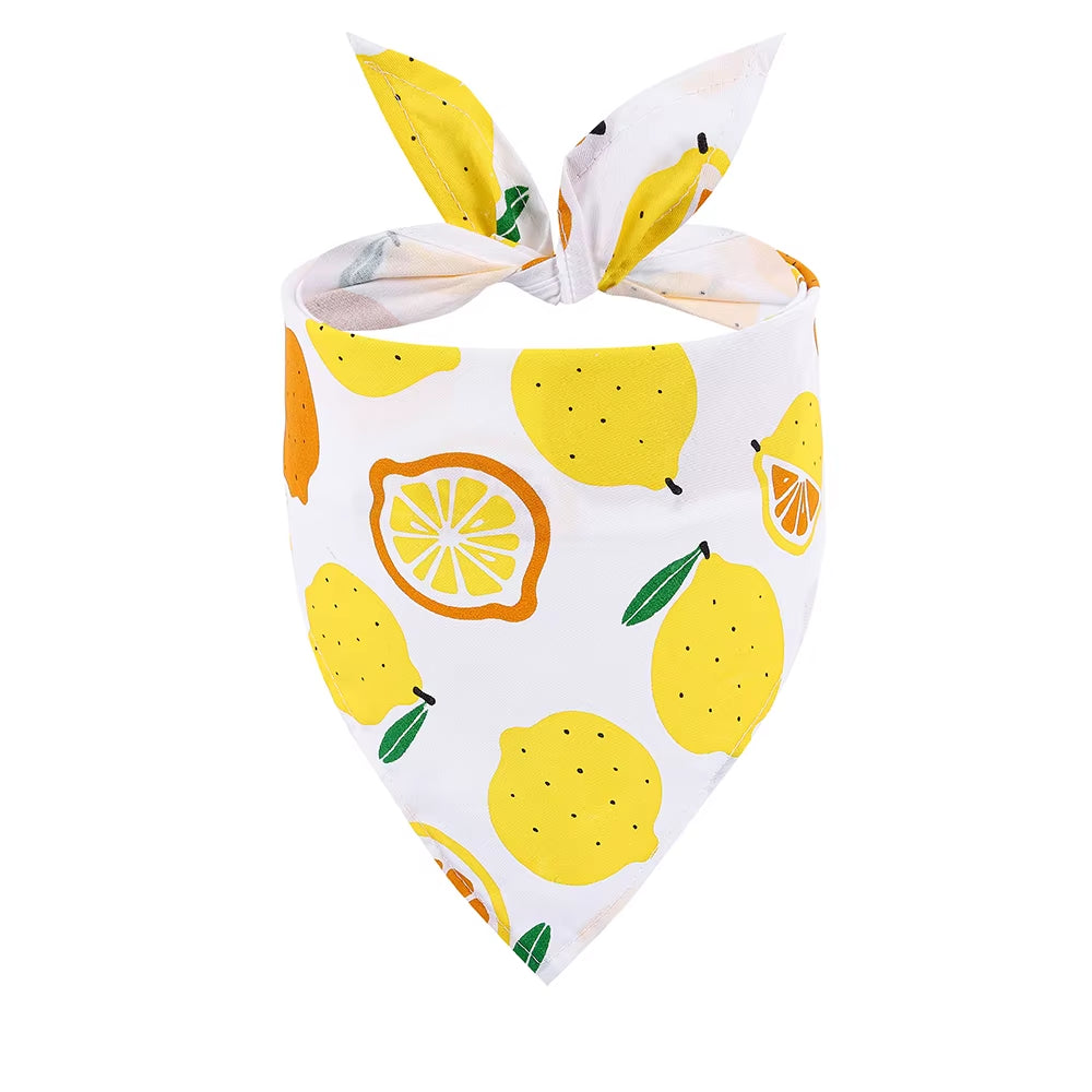 Dog Bandana Fruit Floral Spring Washable Soft Doggy Scarf Kerchief Summer Adjustable for Small Medium Large Dogs Pets