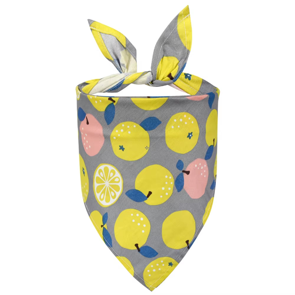 Dog Bandana Fruit Floral Spring Washable Soft Doggy Scarf Kerchief Summer Adjustable for Small Medium Large Dogs Pets