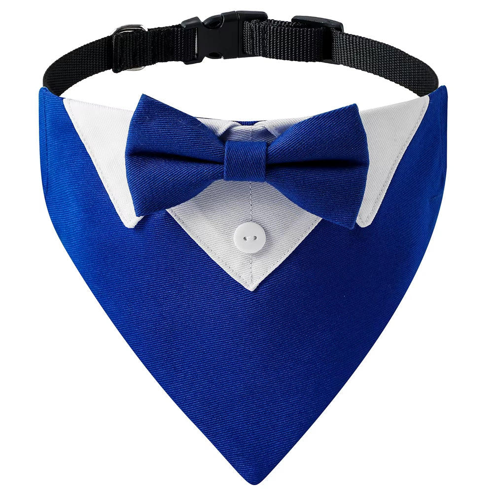 Bow Tie Dog Collar Tuxedo Bandana Adjustable Formal Puppy Triangle Neck Wear for Wedding Birthday Dress-Up Cosplay Party