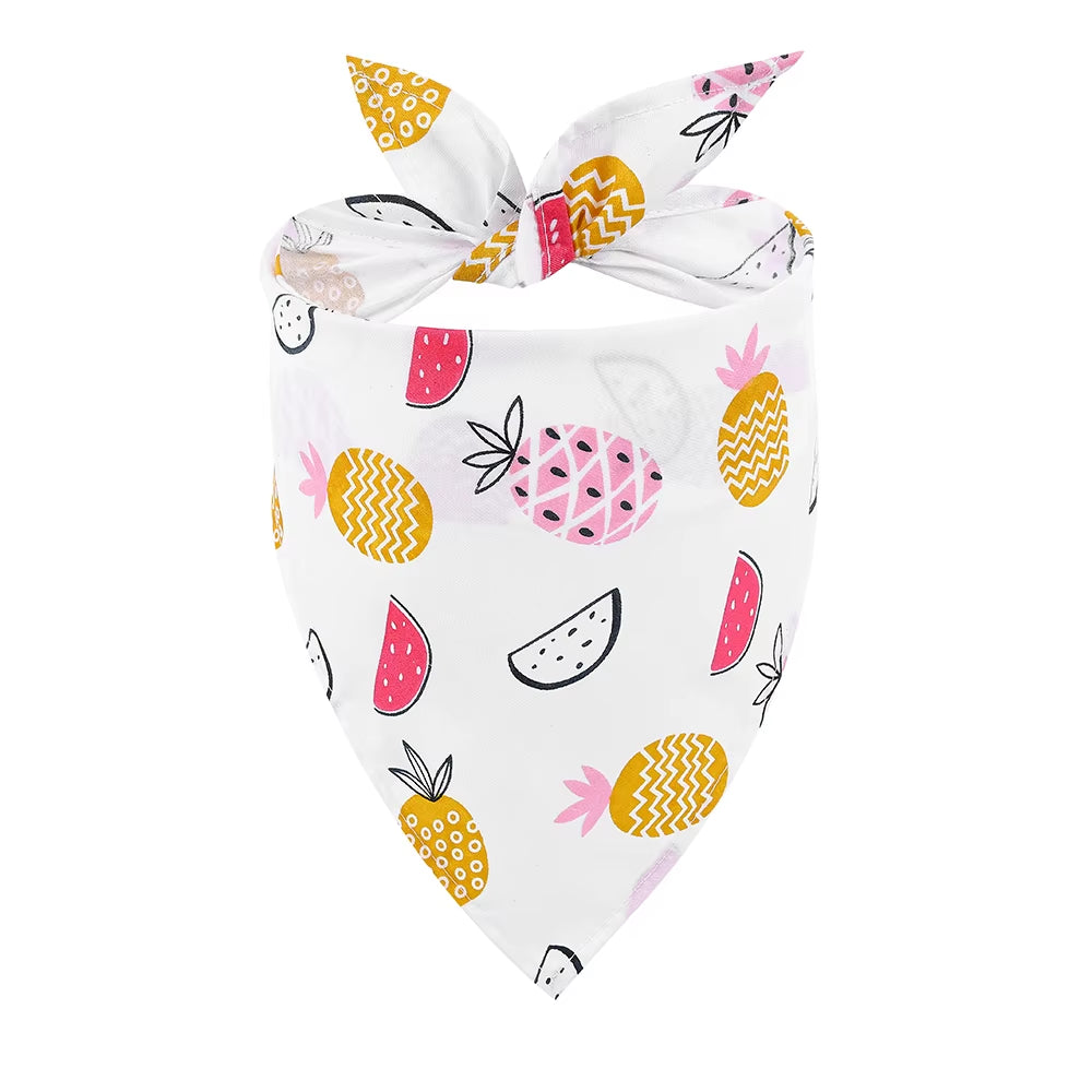 Dog Bandana Fruit Floral Spring Washable Soft Doggy Scarf Kerchief Summer Adjustable for Small Medium Large Dogs Pets