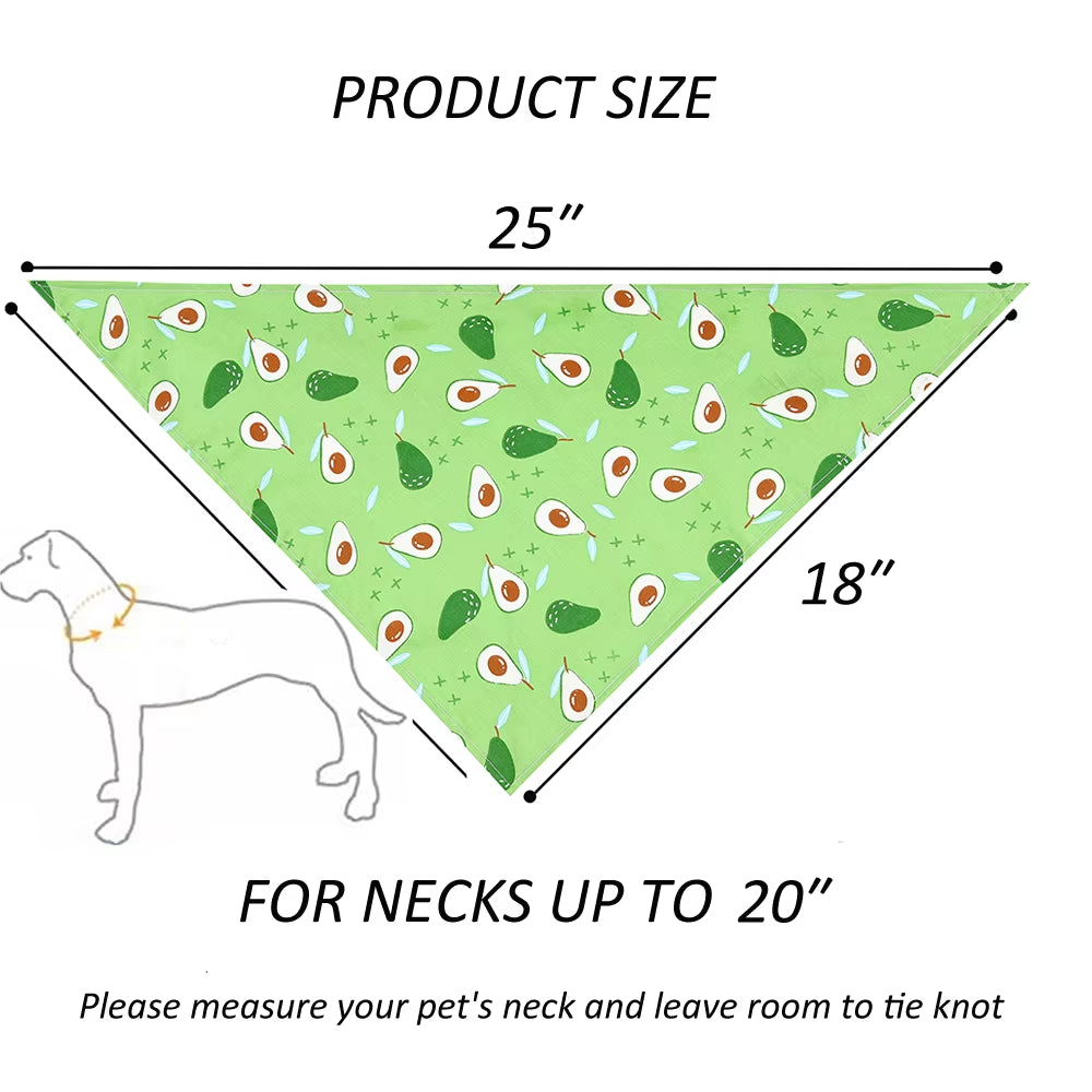 Dog Bandana Fruit Floral Spring Washable Soft Doggy Scarf Kerchief Summer Adjustable for Small Medium Large Dogs Pets